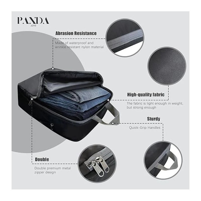PANDA JOYS 4‑Piece Compression Packing Cubes Set –Expandable Travel Organizers