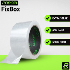 RODOPI FixBox Parcel Tape 50 mm x 66 m Brown & Transparent Packing Tape for Hand Dispenser Packaging Tape for Moving Boxes or Shipping