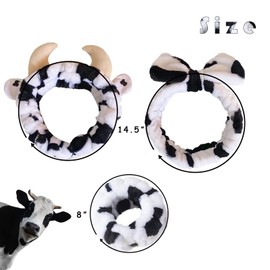 hhdatc Cow Wash Face Headband & Spa Wristbands Soft Hair Scrunchy Set for Women Skincare Makeup Bath and Costume Party Accessories