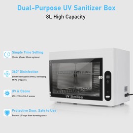 QUTUNI 8L UV Cleaning Cabinet, High Capacity Nail Tool Cleaning Machine with Timer for Bottle Manicure Spa Barber Tool Equipment Cleaning