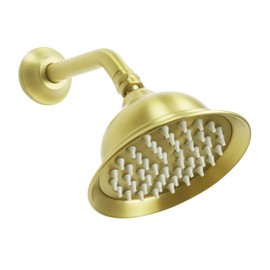 GUOWENYING 6 inch Wall Mount Antique Vintage Rain Shower Head with Shower Arm, High Pressure for Luxurious Bathrooms Rainfall Experience, Brushed Gold