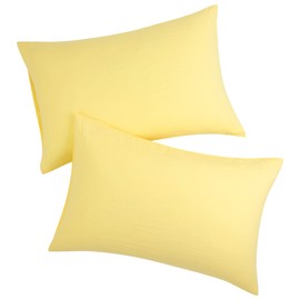 PiccoCasa Pillow Cases 2 Pack Soft Brushed Microfibre Pillow Covers with Envelope Closure, Bedding Pillowcases Yellow 50 x 65cm