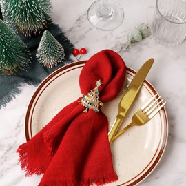 Wonlex 100% Soft Cotton Cloth Napkins, 18x18 Inches Washable Durable Absorbent Napkins Cloth Reusable for Table Dinner, Christmas Decor, Weddings, Holiday Parties(8 Pack,Red)