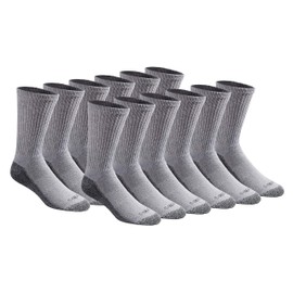 Dickies Men's Dri-tech Moisture Control Crew Socks Multipack, Grey (12 Pairs)