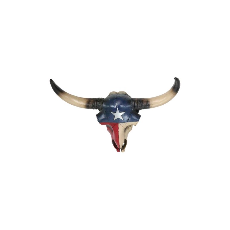 Southwest Longhorn Cow Steer Skull With Texas Lone Star State