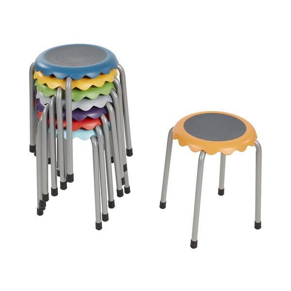 ECR4Kids Daisy Stackable Stool Set, Flexible Seating, Assorted, 8-Piece