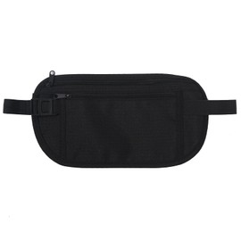 yuandnn Money Belt, Passport Holder Secure Hidden Travel Wallet with RFID Blocking, Adjustable Undercover Fanny Pack with 2 Pockets for Men Women (Black)