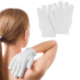MOLOPPO 2 PCS Exfoliating Glove, Scrub Gloves Exfoliating, loofah, Body Exfoliator, Bath Gloves（White）