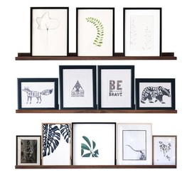 AZSKY 36 Inch Wall Mounted Floating Shelves for Home Decoration,Picture Display Wall Ledge Shelf for Bedrooms,Office,Living Room, Kitchen, Deep Walnut Wood Wall Shelf,3 Same Sizes