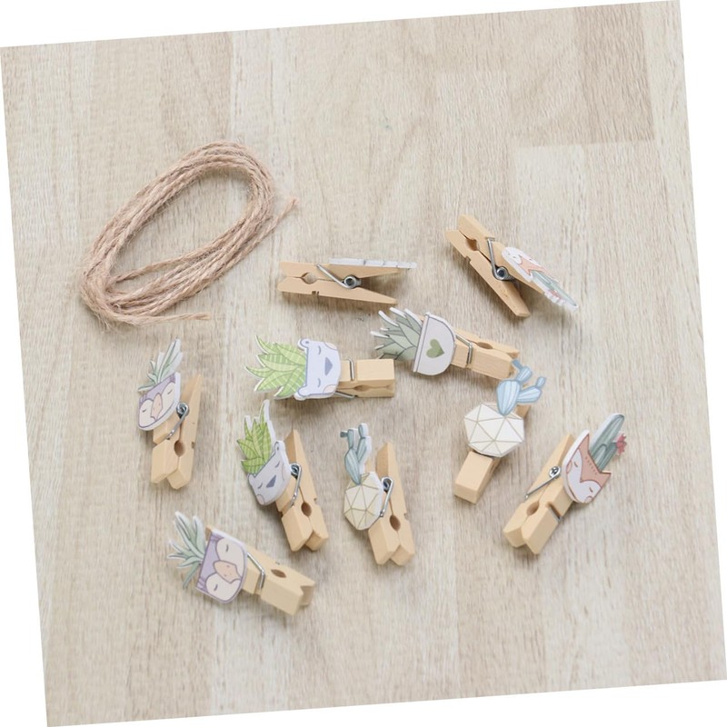 BIUDECO Creative Cactus Wooden Photo Clips 10/Pack Memo Photo Note