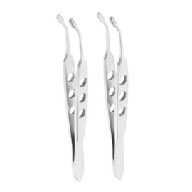 Ipetboom 2pcs Long Tweezers Tip Precision Forceps Professional Eyelid Clamp for Beauty Tool