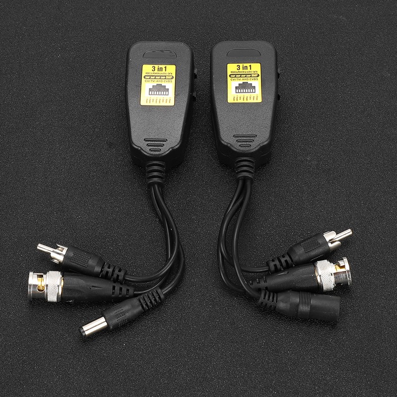 2Pair 3 In-1 PowerVideoAudio Balun Connector Transmitter 8MP CVi AHd