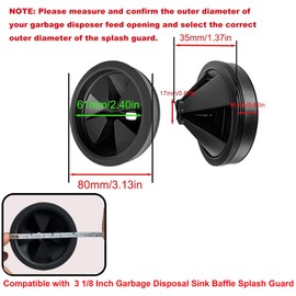 2pcs 3 1/8 Inch Garbage Disposal Sink Baffle Splash Guard, Garbage Disposal Quiet Cover Splash Guard, Quiet Collar Sink Baffle for Moen, Waste King, Whirlaway, GE Disposer