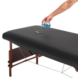 Master Massage Universal PU Vinyl Leather Fitted Cover – Ultra-Durable Protective Sheet for Massage Tables, Black