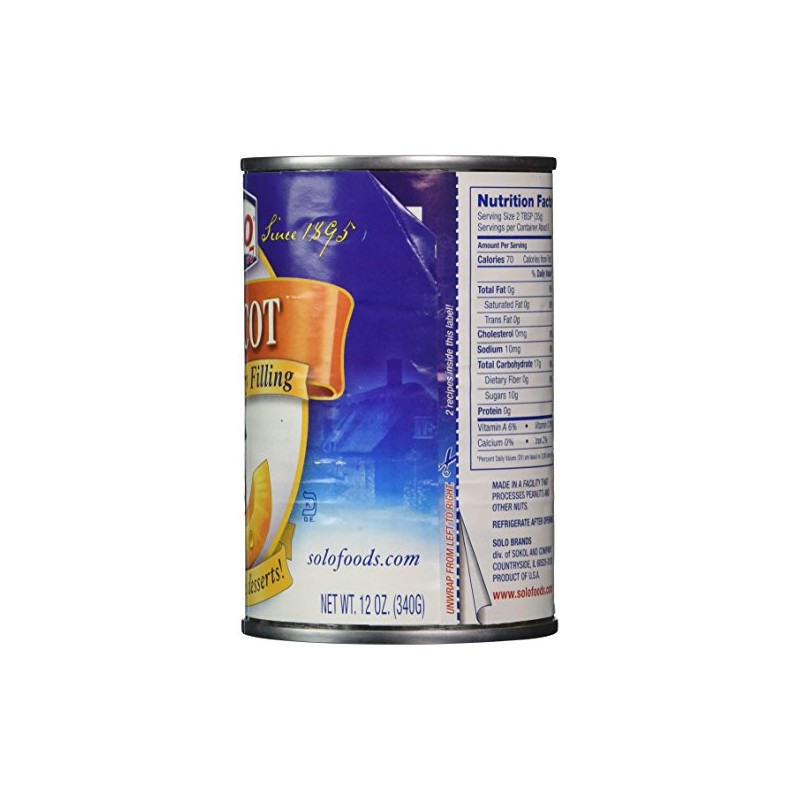 Solo Filling, Apricot, 12-Ounce Unit (Pack of 12)
