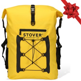 STOVER 25/30/40/55L Waterproof Dry Backpack- XL Floating Dry Bag for Kayaking, Travel, Paddle Boards, Tubing, Hiking, Fishing, Camping, Motorcycles, the Beach, Heavy Duty Roll Top Men/Women (Yellow)