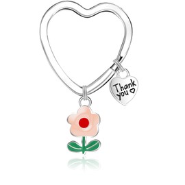 Teacher Appreciation Gifts Keychain, Thank You Gift for Women, Best Teacher Gift from Student, Thank You for Helping Me Grow, Heart Shaped Keychain Gifts to Teachers During Graduation (Pink)