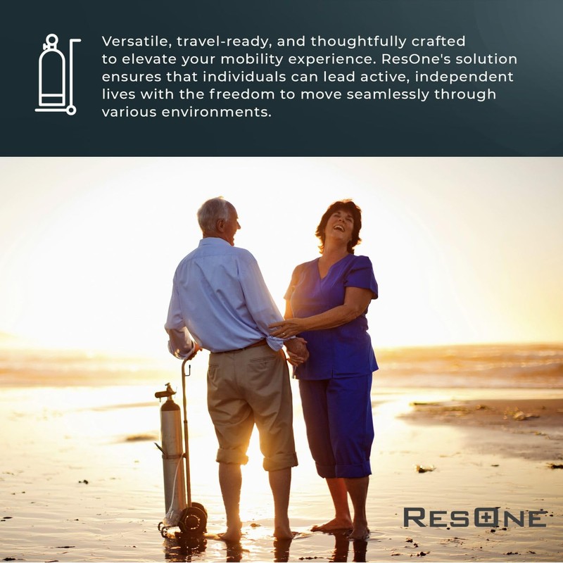 Resone Lightweight Single Oxygen Tank Cart, Adjustable Handle, Durable Powder-Coated