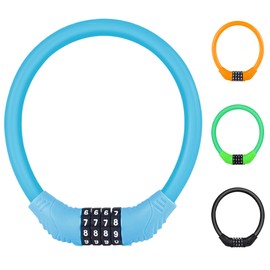 DELUXEFOX Bicycle Key Wire Lock 4 Digit Dial Saddle Lock Bicycle Wire Lock Wire Lock Coil Wire Lock Anti-Theft Passcode Lightweight Waterproof Durable Portable Convenient (Blue)