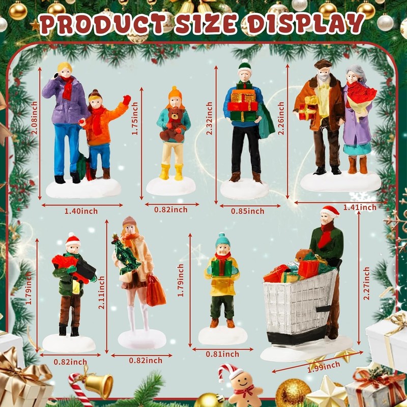 GW Box 8 Pcs Christmas Village People Figurines