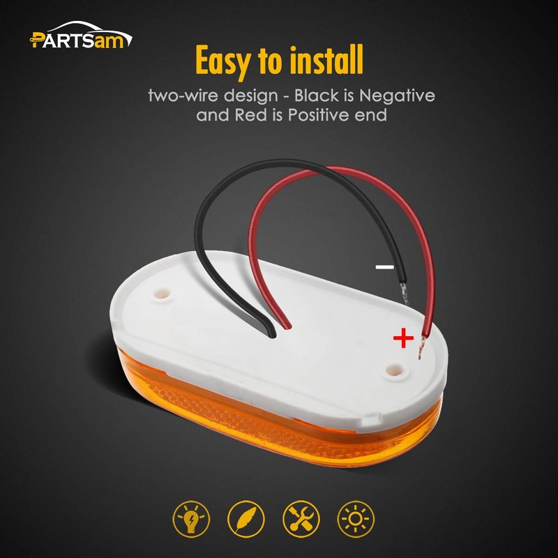 Partsam 4x Rectangular 4 Inch LED Front Rear Side Marker