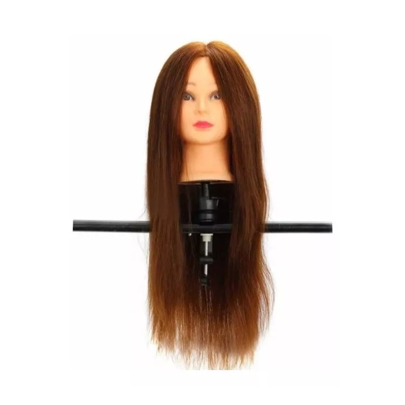 Cabezote De Cabello Sintético Castaño Estética 50cm De Largo