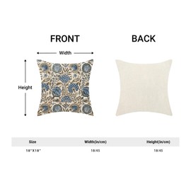 Block Print Pillow Covers 18x18 Inch Pack Of 2 Boho Blue Brown Floral Decor Throw Pillow Covers Spring Summer Flower Pillowcase Outdoor Farmhouse Decorative Square Cushion Cover for Home Couch