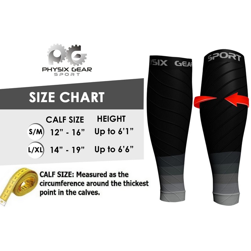 Physix Gear Calf Sleeves for Men & Women, Lightweight Compression