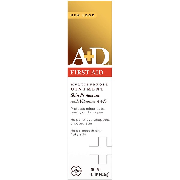 A+D First Aid Ointment - Moisturizing Skin Protectant for Dry Cracked Hands, Elbows, heals and lips - Use After Hand Washing, Packaging May Vary, Multicolor – 1.5 oz Tube