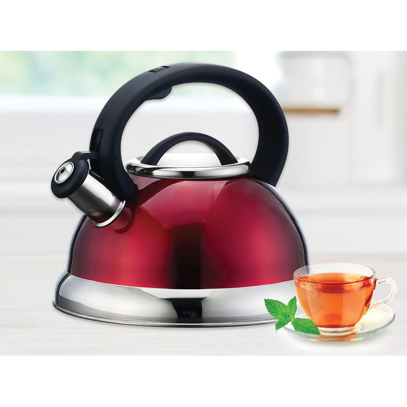 EUROSTAR EK41R 2.8L Stainless Steel Whistling Tea Kettle, Red