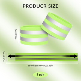 DALAETUS 4 Pcs High Visibility Armbands eflective Strips Set, Elastic Reflective Bands for Jogging Running Walking Cycling Outdoor, Bicycle Clips for Women Men (Black, Green)