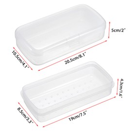 JUXYES 2 PCS Plastic Sterilizing Tray for Nail Art Accessories Tools, Portable Nail Art Tool Sterilizer Tray with Strainer, Fully Transparent Storage Box Organizer for Tweezer Manicure Tools