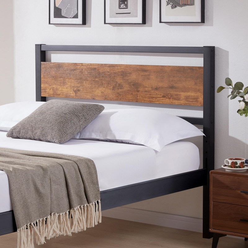 Kingfun Wood Headboard - Rustic Solid Queen Size Farmhouse Bed,