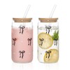 INSETLAN Aesthetic Glasses with Lid and Straw, Pack of 2