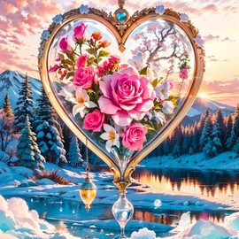 ijbnhd 5D Diamond Painting Dream Catcher Flower 5D Diamond Painting Rose Pictures Adult Diamond Painting Scenery Diamond Painting Embroidery Rhinestone for Wall Home Decor 35 x 35 cm