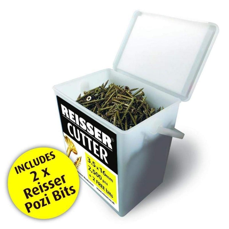 Reisser 8221590PB Cutter Pozi Countersunk Yellow Coated Woodscrew 300-Pieces with