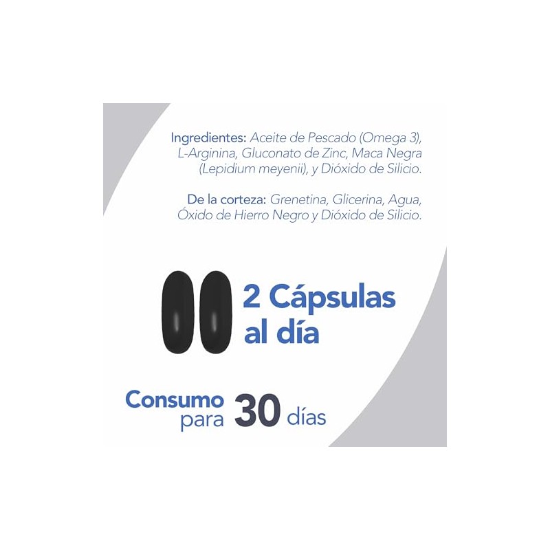 Maca Negra con L-Arginina, Zinc y Omega 3 - Softgels