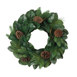 Puleo International Inc. Puleo International 24" Pine Cones Wreath with Magnolia Leaves, Green
