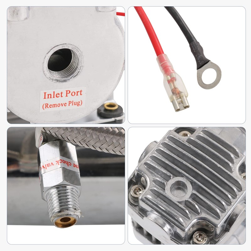 DICMIC 12V 444C 200 PSI Chrome Air Compressor for Auto/Motorcycle