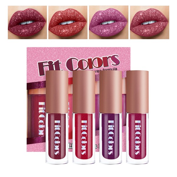 High Gloss Glitter Lip Gloss, 4 Colours Liquid Lipstick, High