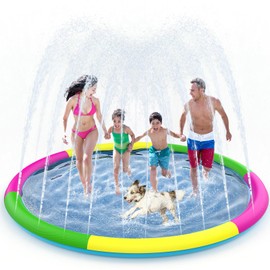 Growsland Non Slip Splash Pad for Kids and Dogs, Outdoor Sprinkler for Kids Pool, Dog Water Summer Toys Outdoor Toys for Toddlers 3-5 Ages 4-15