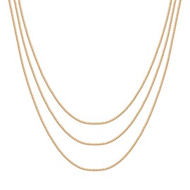 PAVOI 14K Gold Plated Triple Chain for Women | Gold Jewelry for Women | Trendy Necklaces | Yellow Gold Plated Chain | 1.1mm Thick | Yellow Gold