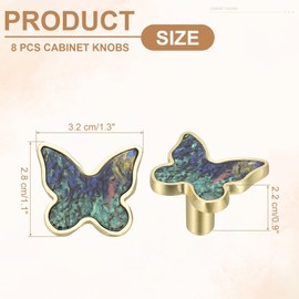 sourcing map 8 Pcs Butterfly Shaped Cabinet Knobs, Bathroom Dresser Knobs Kitchen Drawer Pulls for Wadrobe Cupboard Door Furniture Hardware Multicolor