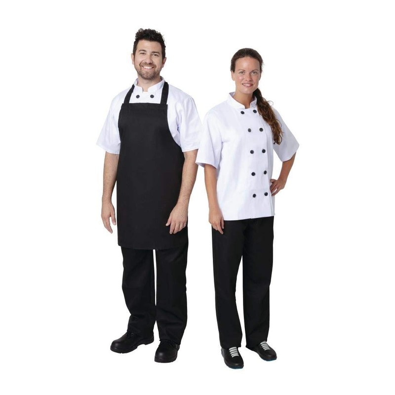 NISBETS Essentials Bib Aprons in Black Polycotton with Long Ties