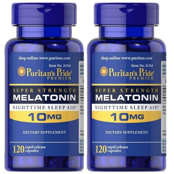 Puritan's Pride Super Strength Rapid Release Capsules Melatonin 120 Count (Pack of 2)
