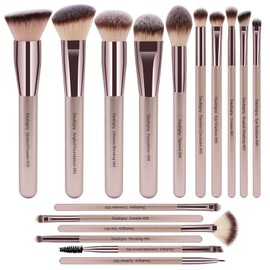 Daubigny - Juego completo de 16 brochas de maquillaje sintéticas de alta calidad con brochas profesionales para base, correctores en polvo, sombras de ojos, rubor, brocha de maquillaje para un maquillaje perfecto (dorado champán)
