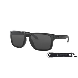 Oakley Holbrook OO9102 9102E5 Matte Black/Grey Sunglasses For Men Bundle Leash + VISIOVA Accessories