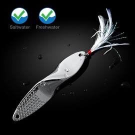 Fishing Lures Trout Spoons Saltwater Treble Hooks Bass Metal Fishing Lure Silver 1-Ounce 28gm Propeller Shape