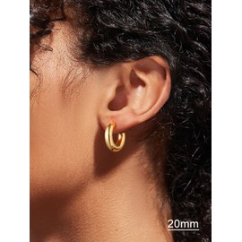 Small Gold Hoop Earrings for Women,14K Gold Plated 20mm Gold Earrings Hoops