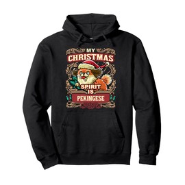 Pekingese My Christmas Spirit Dog Santa Claus Elf Reindeer Pullover Hoodie